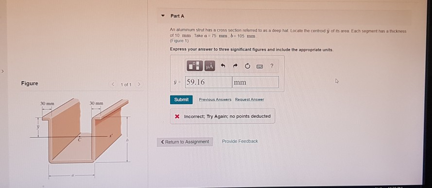 Solved Part A An aluminum strut has a cross section referred | Chegg.com