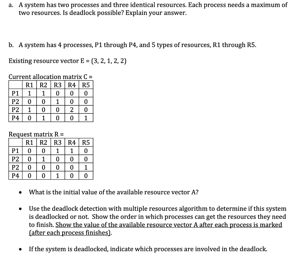 Solved A. A System Has Two Processes And Three Identical | Chegg.com