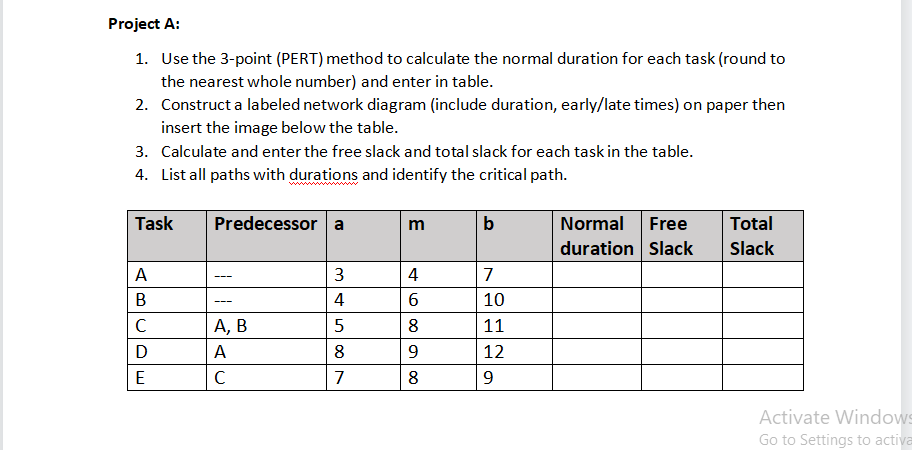 Solved 1.Use the 3-point (PERT) method to calculate the | Chegg.com