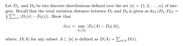Solved Let D1, and D2 be two discrete distributions defined | Chegg.com