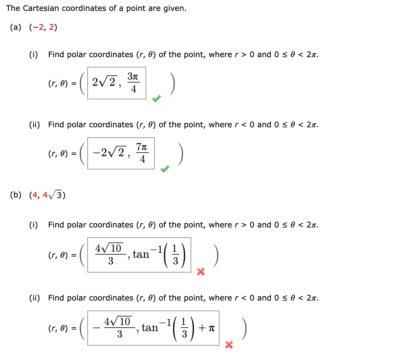 Solved The Cartesian coordinates of a point are | Chegg.com