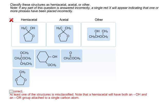 Solved Classify these structures as hemiacetal, acetal, or | Chegg.com