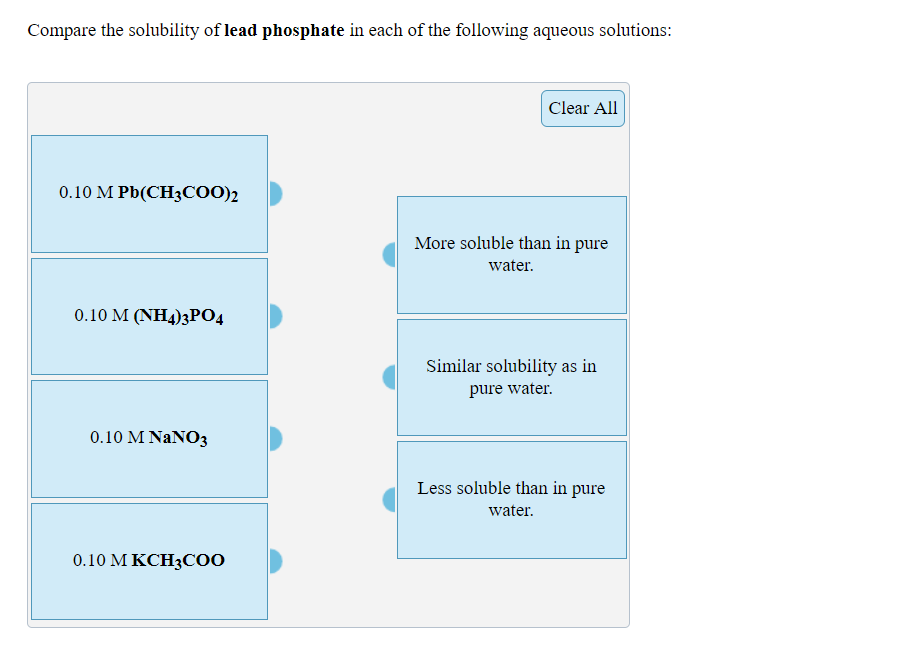 Solved Compare the solubility of lead phosphate in each of