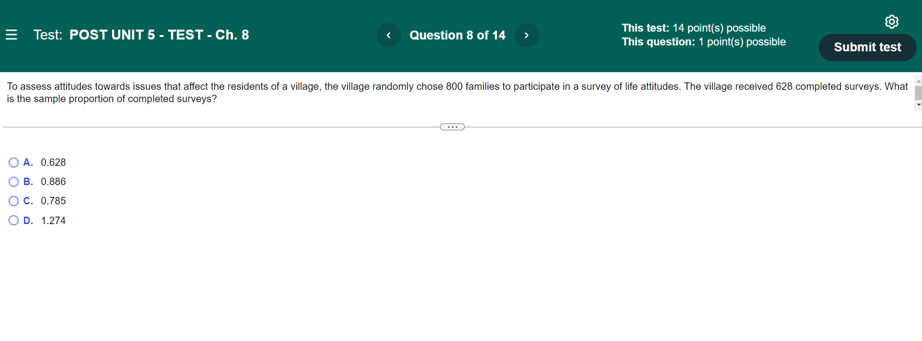 Solved Test: POST UNIT 5 - TEST - Ch. 8 | Chegg.com