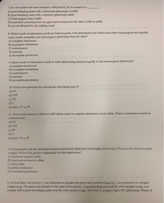 Solved 7. In a two-point test-cross analysis, a dihybrid Fi | Chegg.com