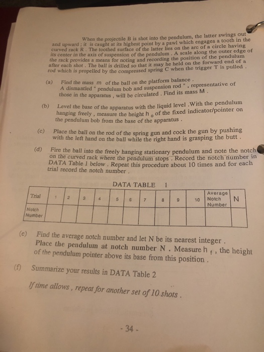 Solved In Part II of the experiment this initial velocity vo | Chegg.com