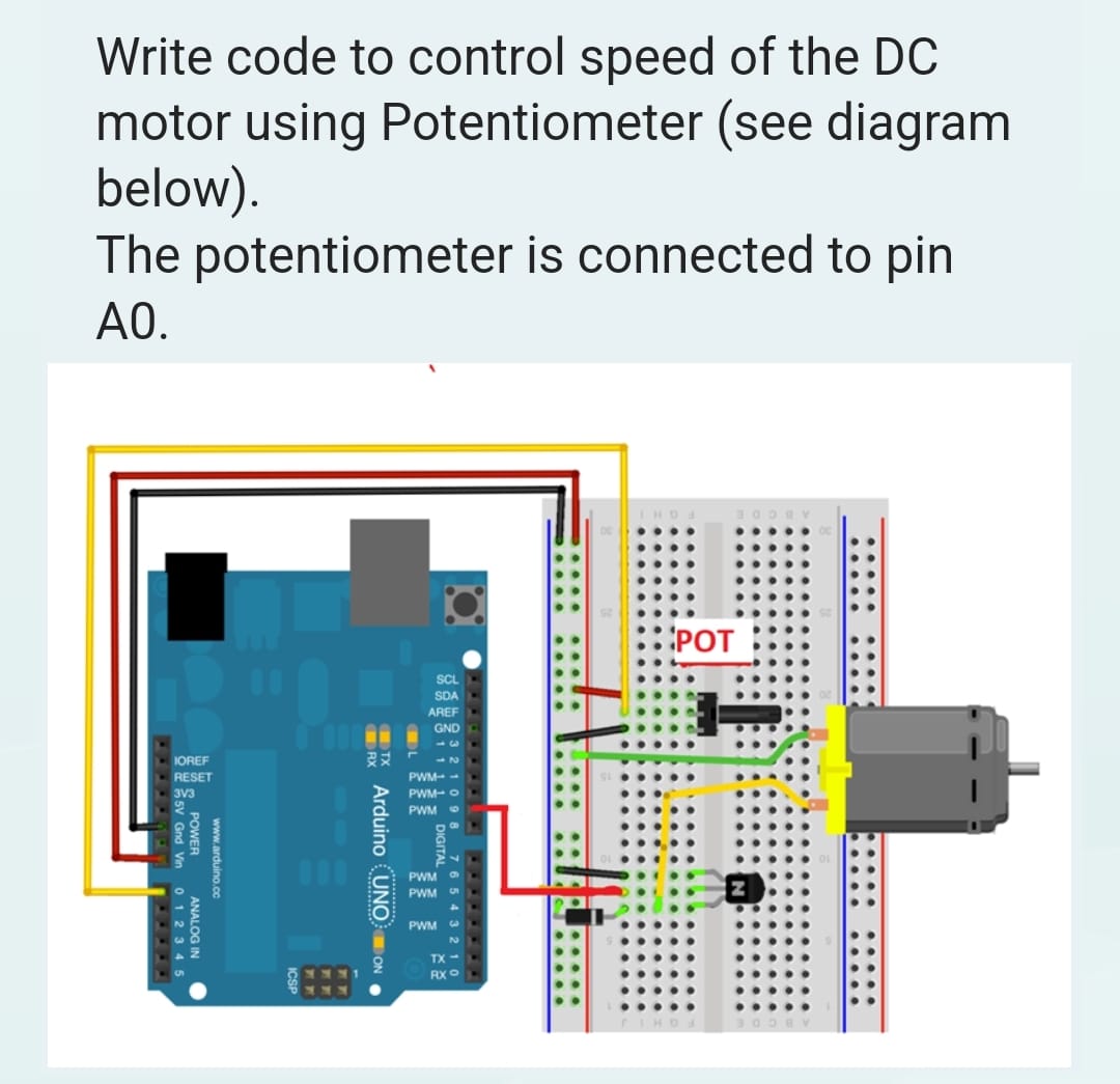 Solved Write code to control speed of the DC motor using | Chegg.com