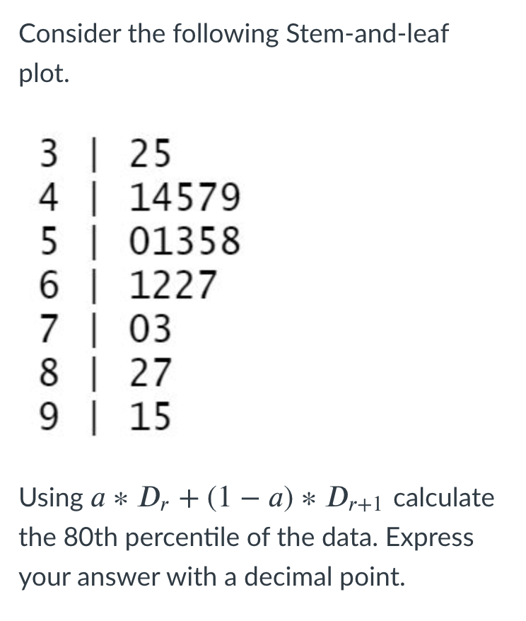 Solved Consider The Following Stem-and-leaf Plot. 3 