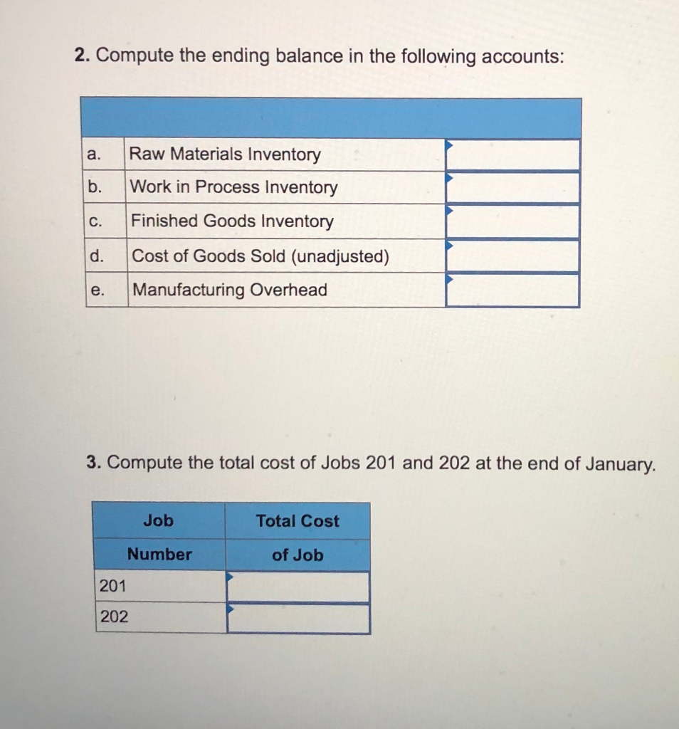 Solved 2. Compute the ending balance in the following