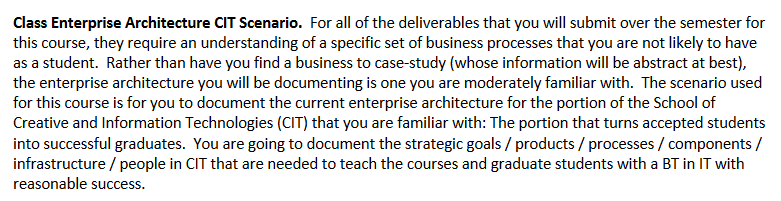 Solved Class Enterprise Architecture CIT Scenario. For all | Chegg.com