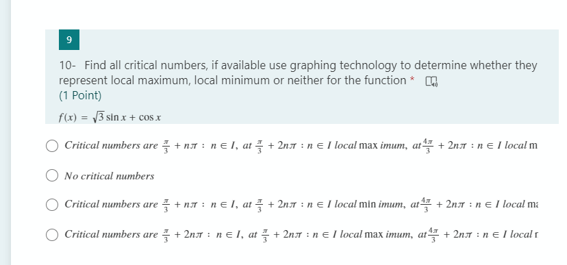 Solved 9 10- Find all critical numbers, if available use | Chegg.com