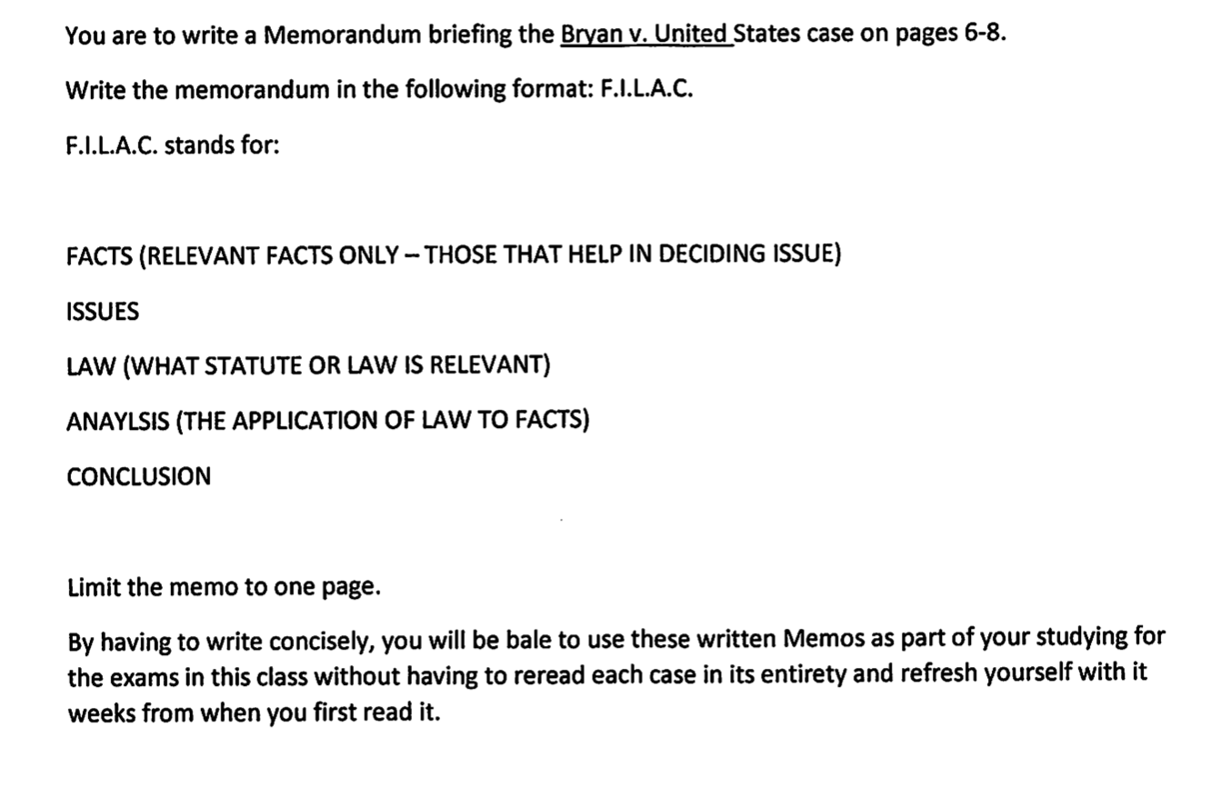 You are to write a Memorandum briefing the Bryan v.  Chegg.com