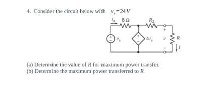 Solved 4. Consider the circuit below with ve=24V i 80 (a) | Chegg.com