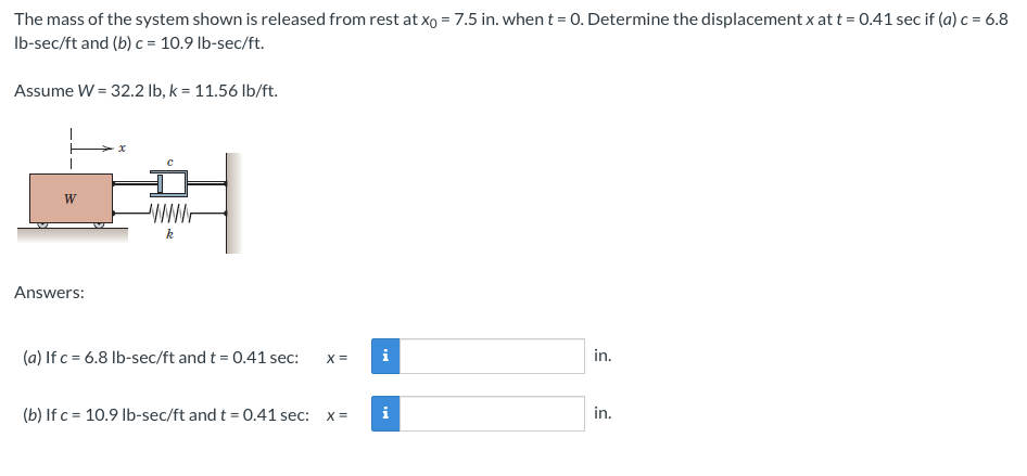 Solved The mass of the system shown is released from rest at | Chegg.com