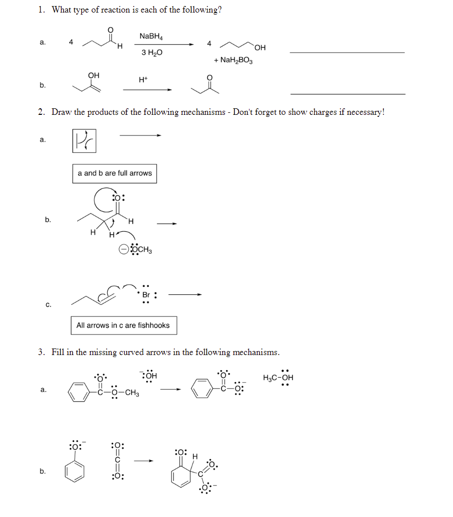 Solved 1. What type of reaction is each of the following? a. | Chegg.com