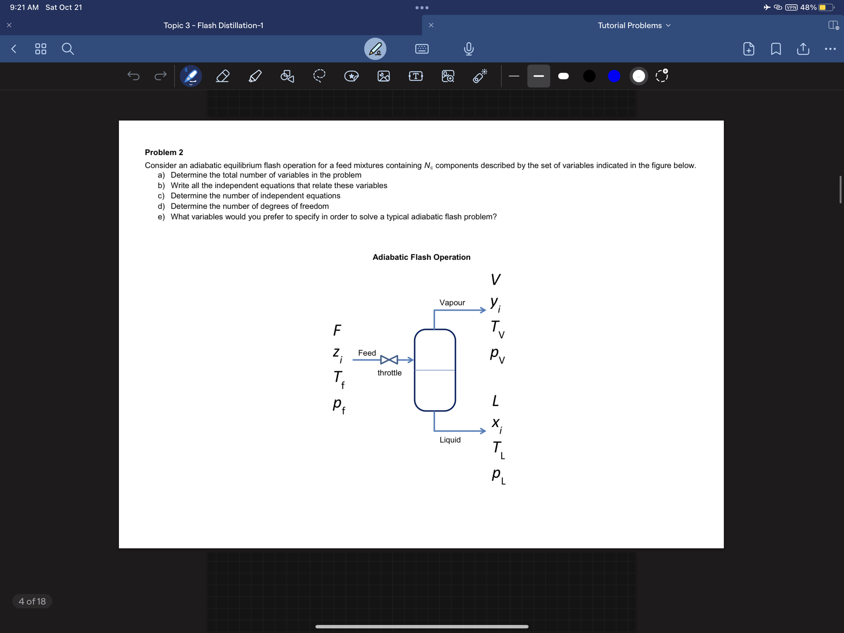 Solved Problem 2 Consider an adiabatic equilibrium flash | Chegg.com