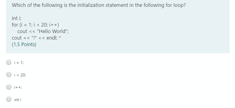 Solved Which of the following is the initialization | Chegg.com