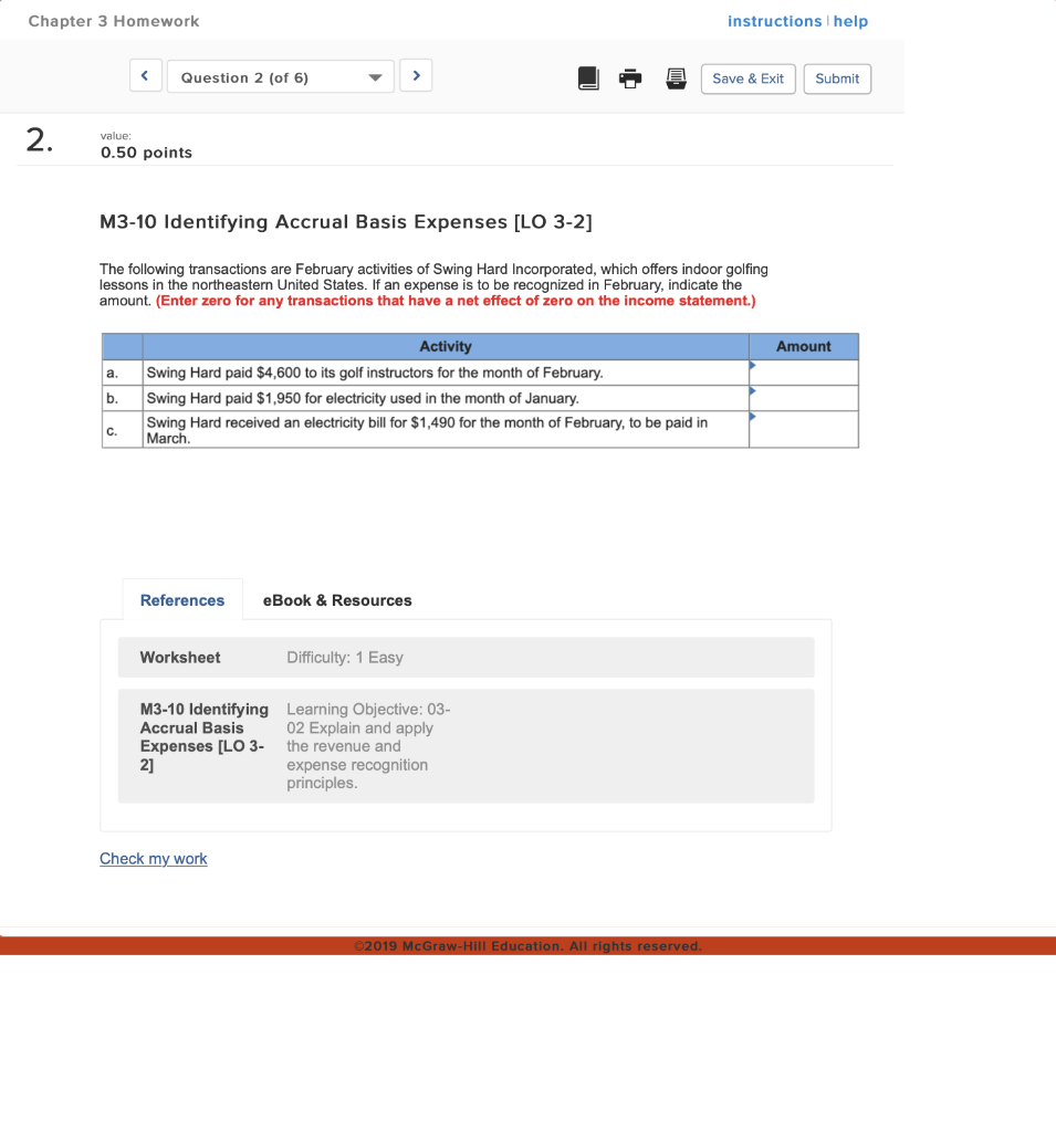 Solved: Chapter 3 Homework Instructions I Help Question 2 ... | Chegg.com