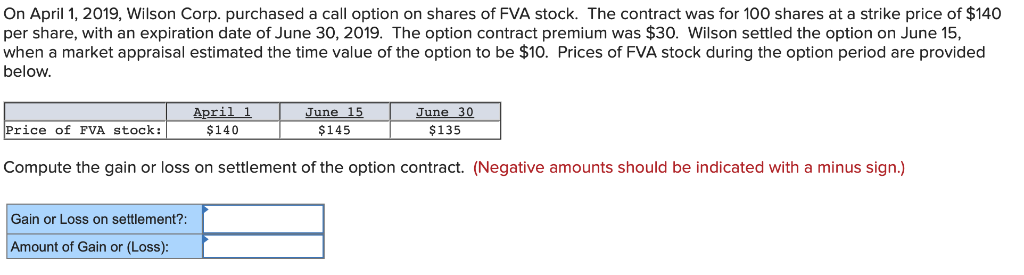 Solved On April 1, 2019, Wilson Corp. purchased a call | Chegg.com