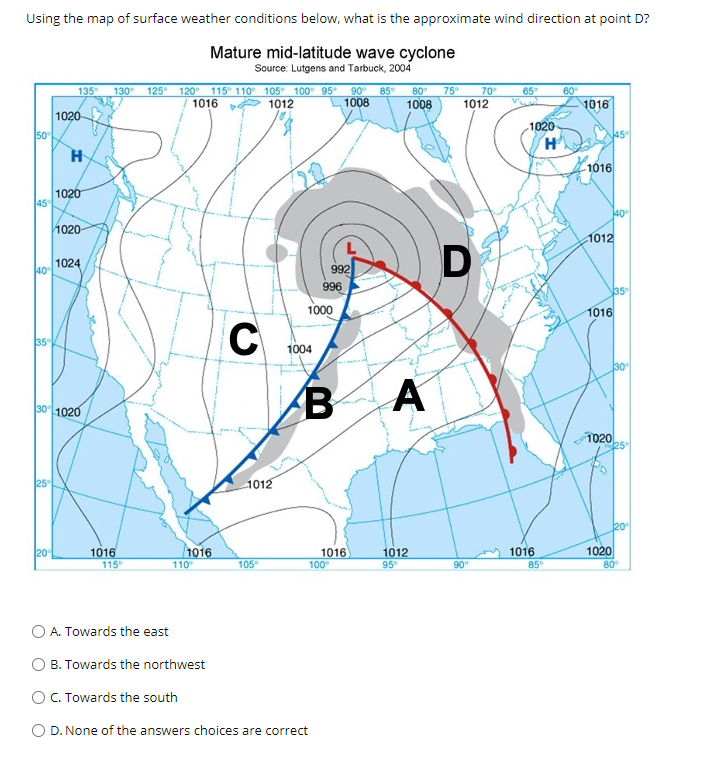 Solved Using the map of surface weather conditions below, | Chegg.com