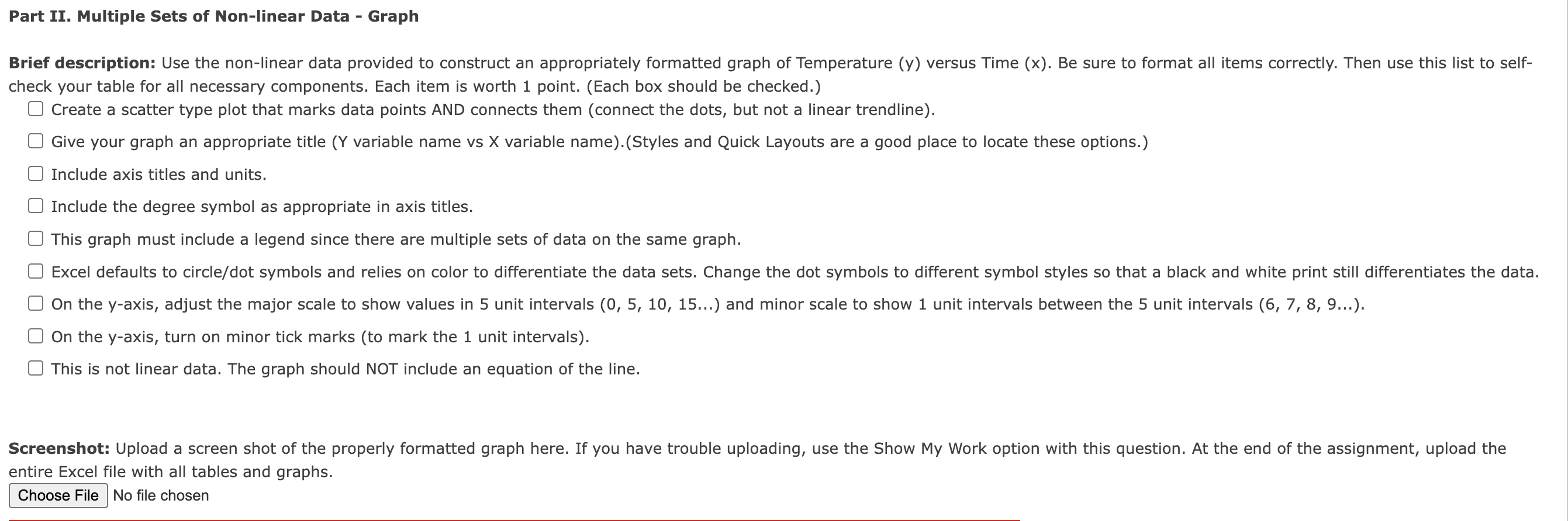 I. Linear Data Use the data provided to construct an | Chegg.com