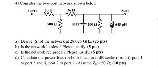 Solved 4) Consider The Two-port Network Shown Below Port 15 | Chegg.com