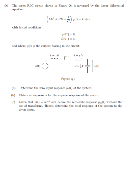 Solved Q4 The series RLC circuit shown in Figure Q4 is | Chegg.com