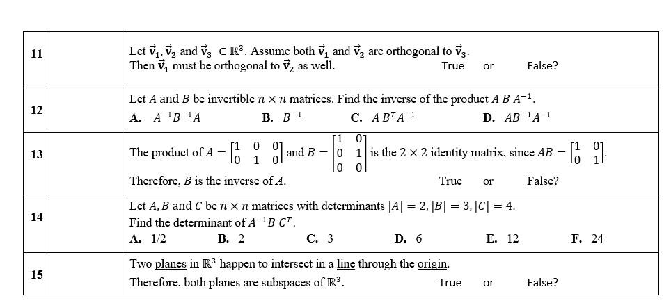 Solved Linear Algebra /Theory/Concept Questions: For the | Chegg.com