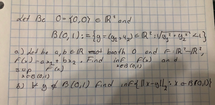 Solved Mathematical Analysis Supreme And Infimum Let Be Chegg Com