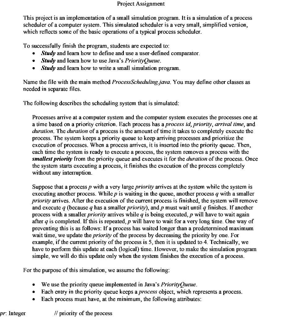 Project Assignment This project is an implementation | Chegg.com