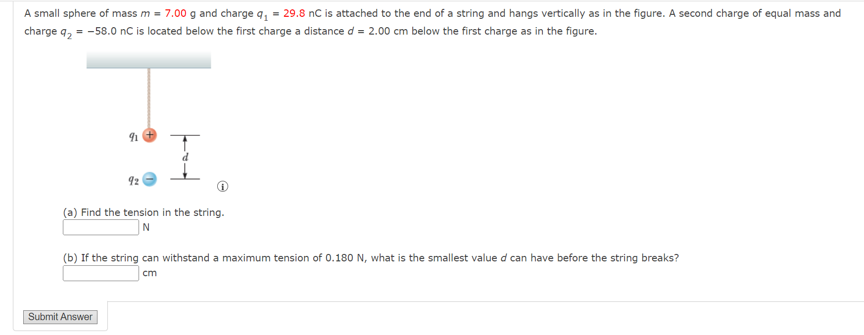 solved-a-small-sphere-of-mass-m-7-00g-and-charge-q1-29-8nc-chegg