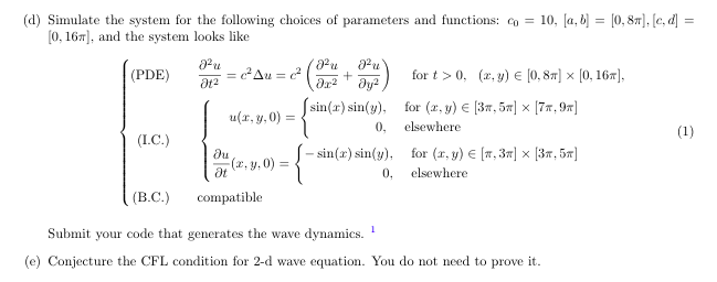 for t > 0, (ty) € (0,b] x [c, d, Problem 3: Numerical | Chegg.com