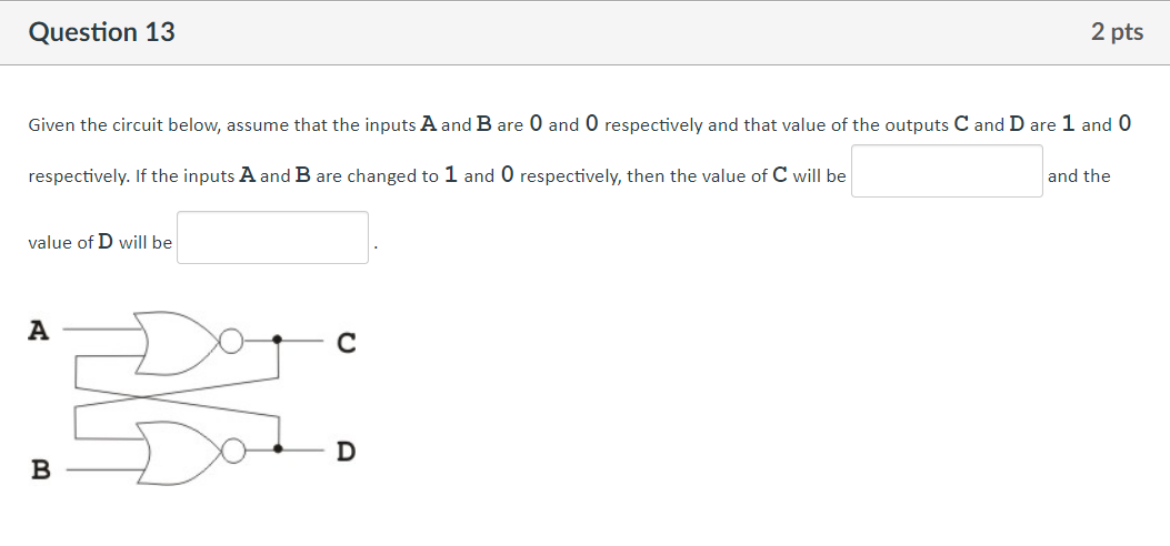 Solved Given the circuit below, assume that the inputs A and | Chegg.com