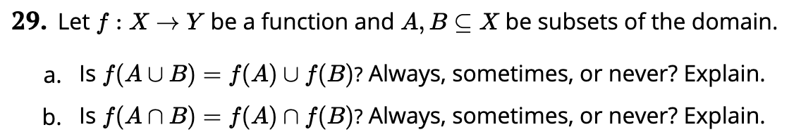 Solved 29. Let F :X Y Be A Function And A, B C X Be Subsets | Chegg.com