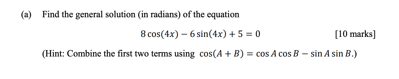 Solved (a) Find the general solution (in radians) of the | Chegg.com