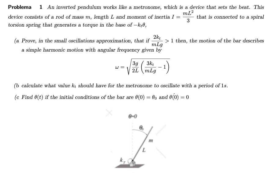 Solved Problema 1 An inverted pendulum works like a | Chegg.com