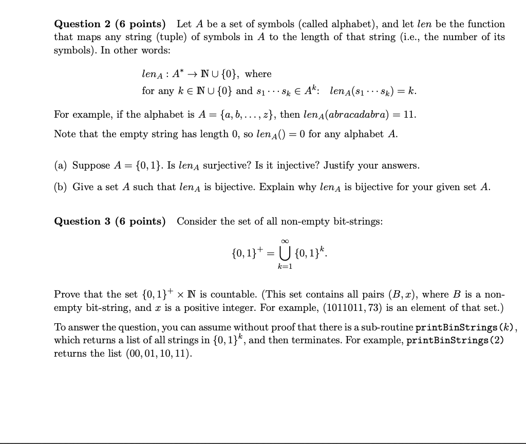 Solved Question 2 (6 points) Let A be a set of symbols | Chegg.com