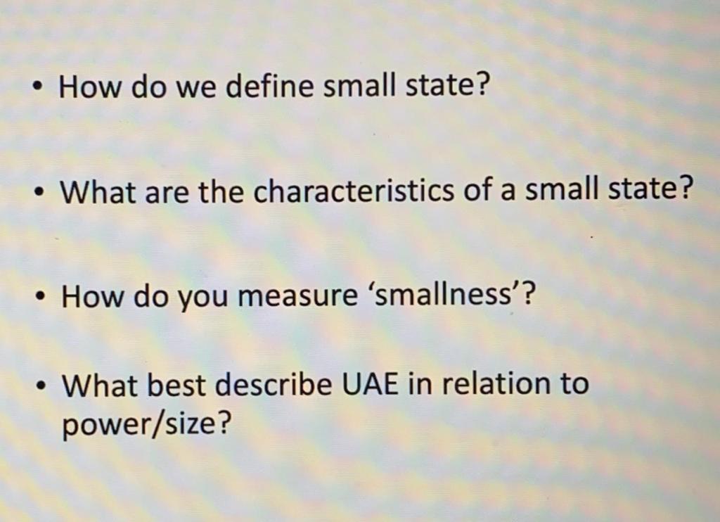 Solved • How do we define small state? • What are the | Chegg.com