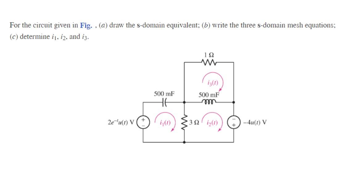 Solved For the circuit given in Fig. , (a) draw the s-domain | Chegg.com