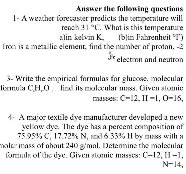 Solved Answer The Following Questions 1- A Weather | Chegg.com