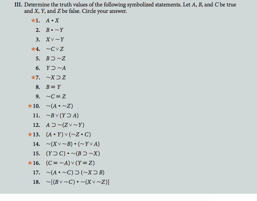 Solved Iii Determine The Truth Values Of The Following S Chegg Com