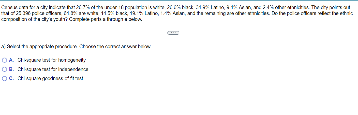 Solved Census Data For A City Indicate That 26.7% Of The | Chegg.com