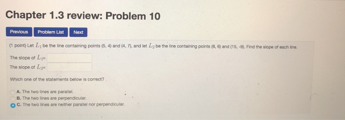Solved Chapter 1.3 review: Problem 9 Previous Problem | Chegg.com