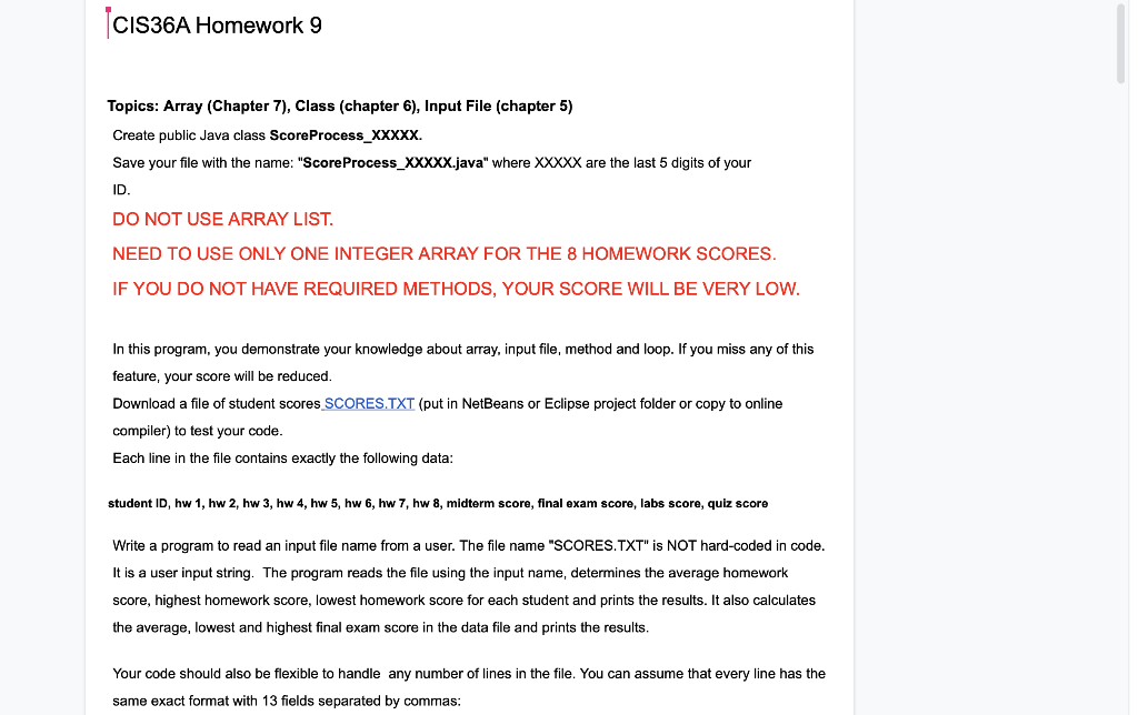 Homework java array picture
