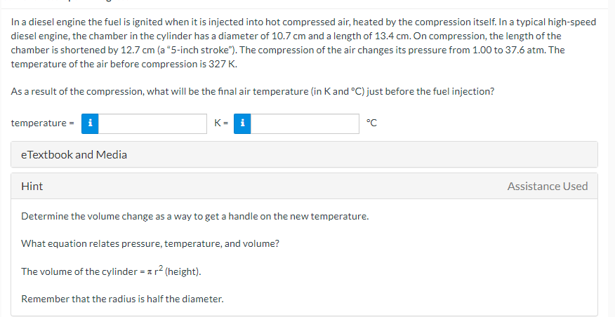 Solved In A Diesel Engine The Fuel Is Ignited When It Is 