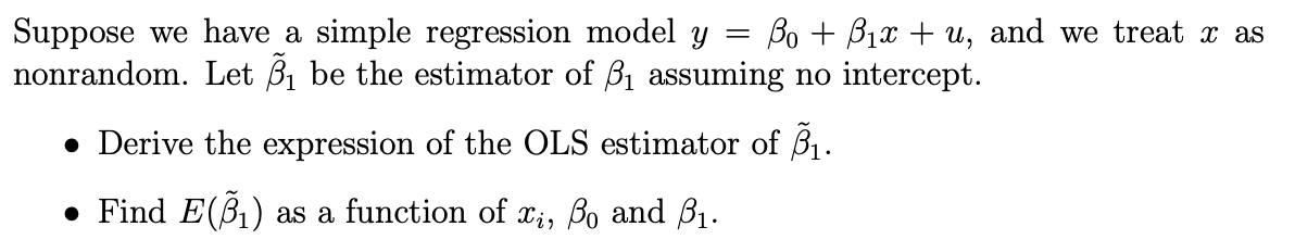 Solved Suppose we have a simple regression model y = Be + | Chegg.com