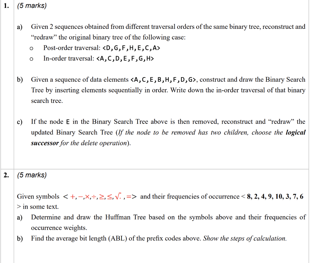 Solved a) Given 2 sequences obtained from different | Chegg.com