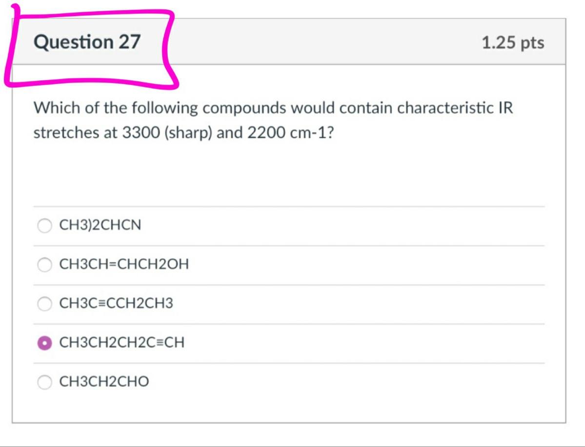 Solved Question 27 1.25 pts Which of the following compounds | Chegg.com