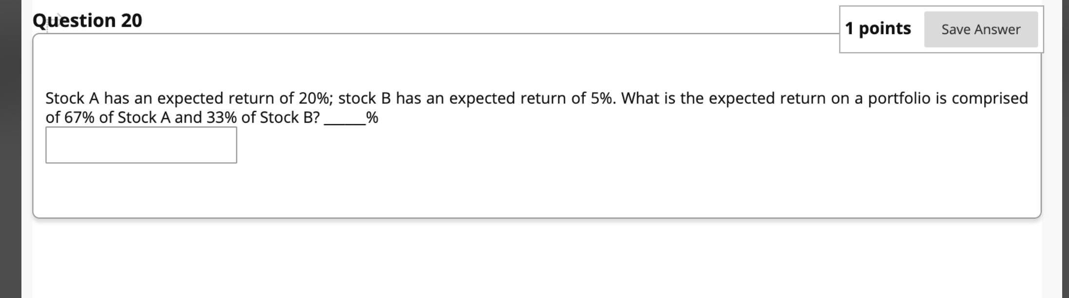 Solved Question 20 1 points Save Answer Stock A has an | Chegg.com