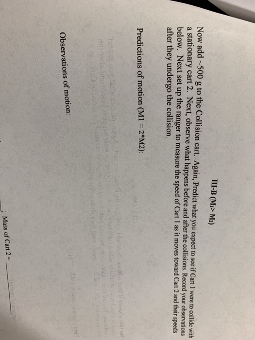 I-B (unequal masses) We will fire Cart 1 and Cart 2 | Chegg.com